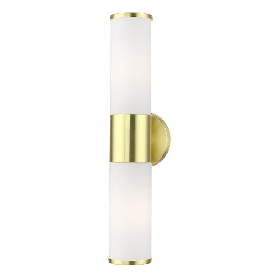 Livex Lindale 2 Light ADA Vanity Sconce, Brass/Opal White Twist Lock - 16562-12