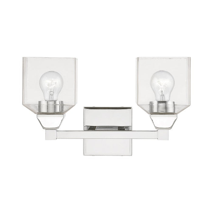 Livex Aragon 2 Light Vanity Sconce, Polished Chrome/Clear - 16772-05