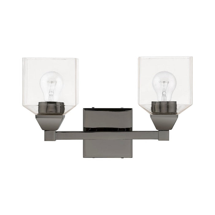 Livex Aragon 2 Light Vanity Sconce, Black Chrome/Clear - 16772-46