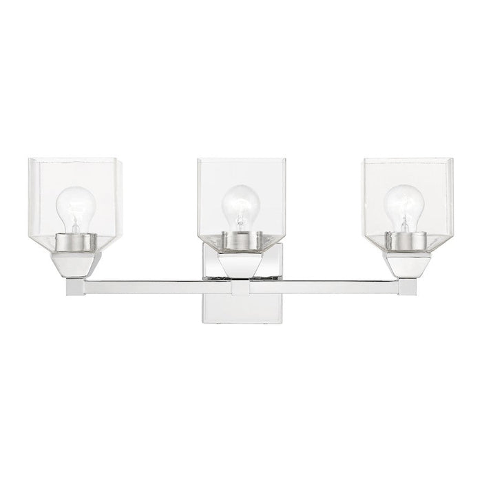 Livex Aragon 3 Light Vanity Sconce, Polished Chrome/Clear - 16773-05