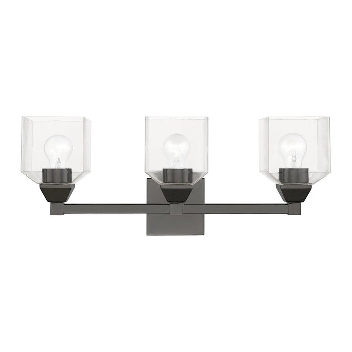 Livex Aragon 3 Light Vanity Sconce, Black Chrome/Clear - 16773-46