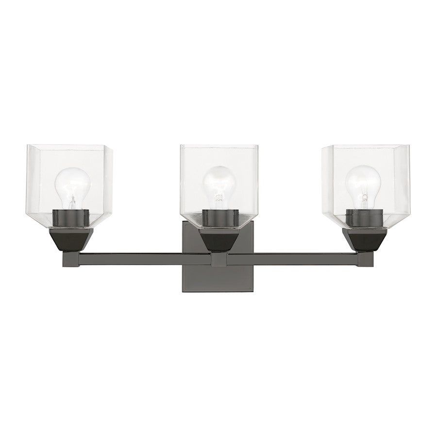 Livex Aragon 3 Light Vanity Sconce, Black Chrome/Clear - 16773-46