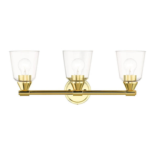 Livex Catania 3 Light Vanity Sconce, Brass/Hand Blown Clear - 16783-02