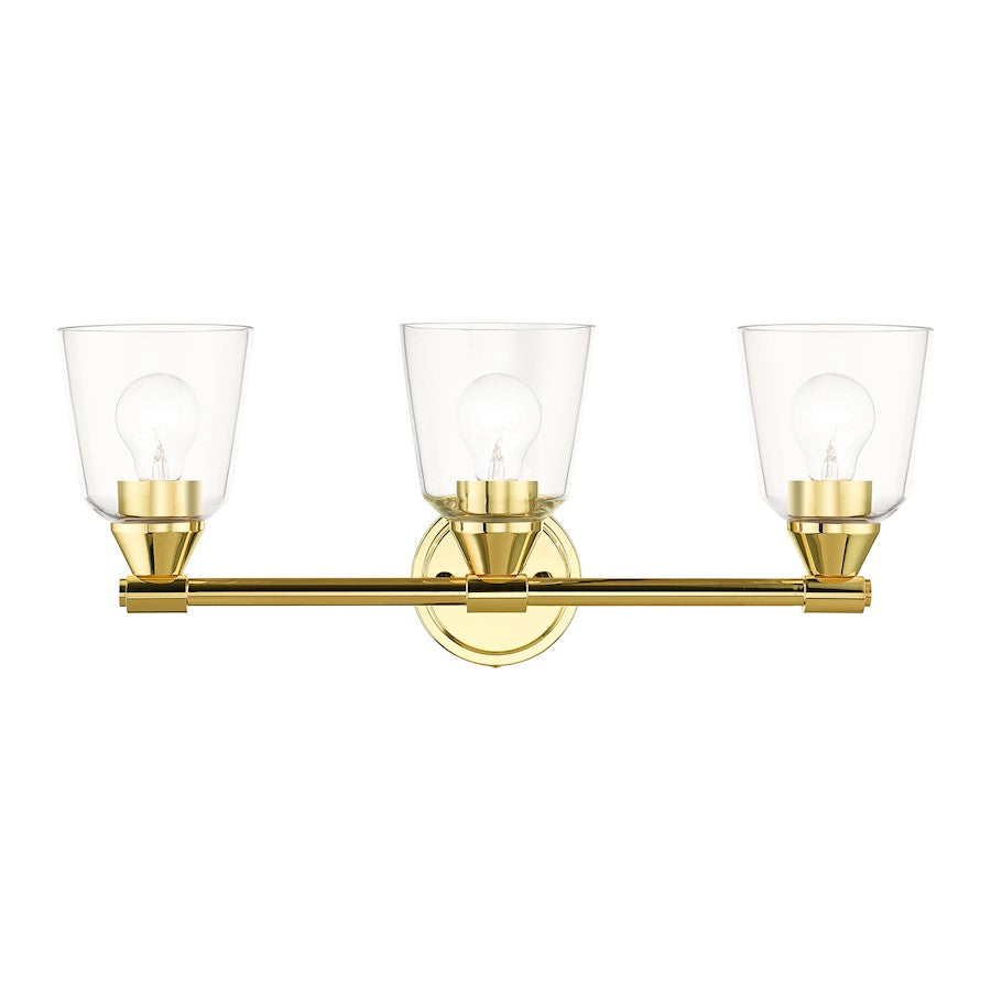 Livex Catania 3 Light Vanity Sconce, Brass/Hand Blown Clear - 16783-02