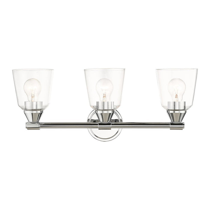 Livex Catania 3 Light Vanity Sconce, Chrome/Hand Blown Clear - 16783-05