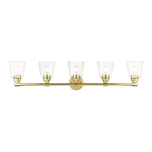 Livex Catania 5 Light Large Vanity Sconce, Brass/Hand Blown Clear - 16785-02