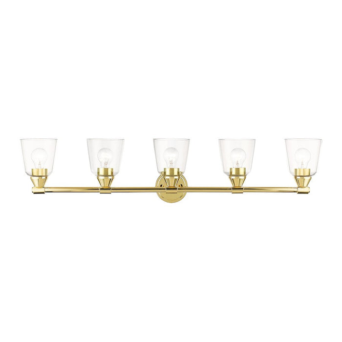 Livex Catania 5 Light Large Vanity Sconce, Brass/Hand Blown Clear - 16785-02