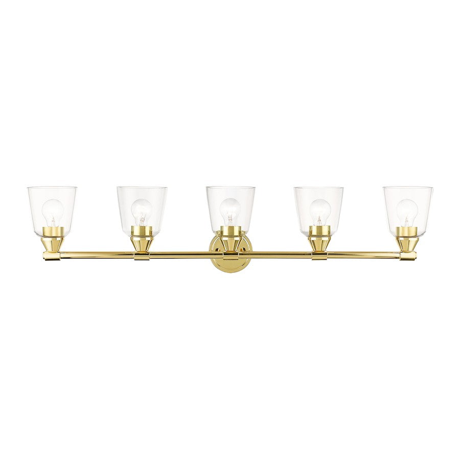 Livex Catania 5 Light Large Vanity Sconce, Brass/Hand Blown Clear - 16785-02