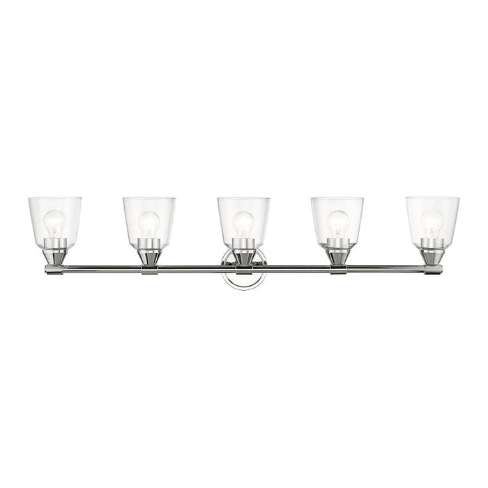 Livex Catania 5 Light Large Vanity Sconce, Chrome/Hand Blown Clear - 16785-05