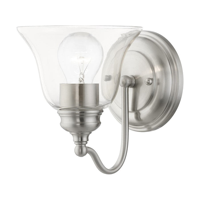 Livex Moreland 1 Light Wall Sconce, Brushed Nickel/Clear - 16931-91