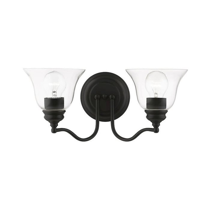 Livex Moreland 2 Light Vanity Sconce, Black/Clear - 16932-04