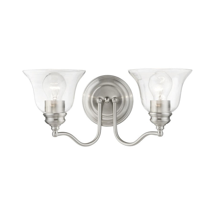 Livex Moreland 2 Light Vanity Sconce, Brushed Nickel/Clear - 16932-91