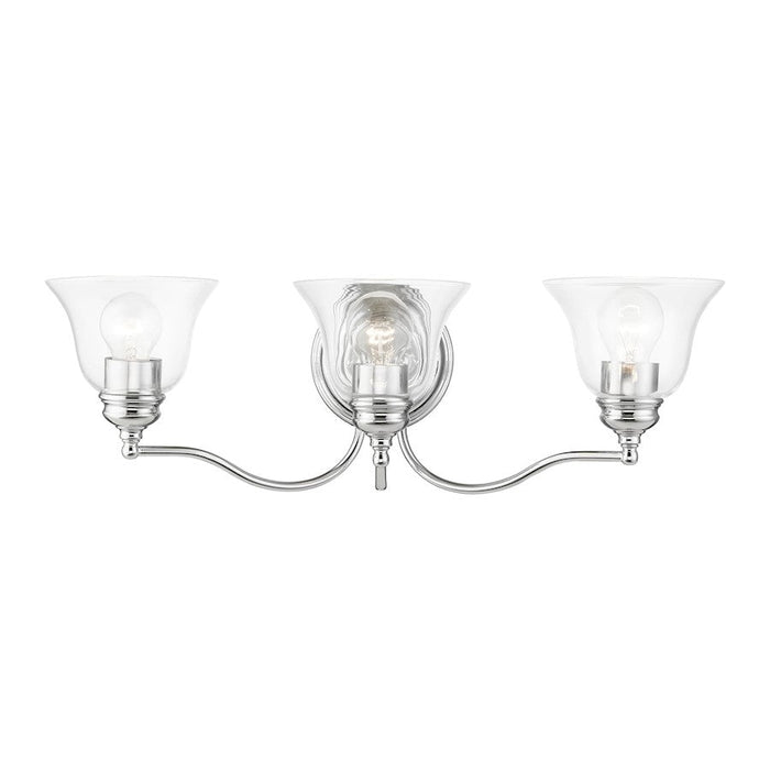 Livex Moreland 3 Light 7.5" Vanity Sconce, Polished Chrome/Clear - 16933-05