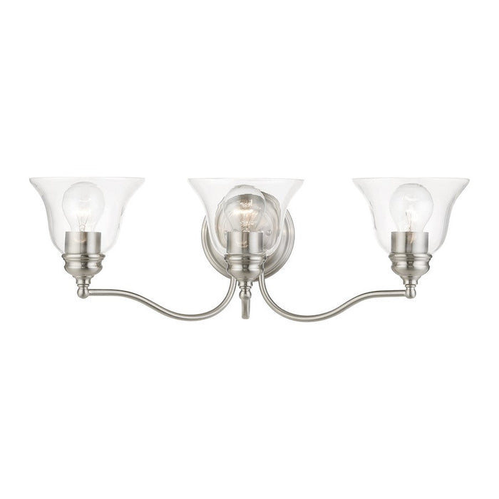 Livex Moreland 3 Light 7.5" Vanity Sconce, Brushed Nickel/Clear - 16933-91