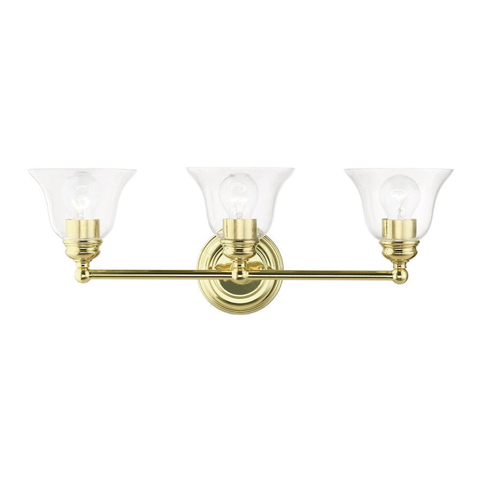 Livex Moreland 3 Light 8.75" Vanity Sconce, Polished Brass/Clear - 16943-02