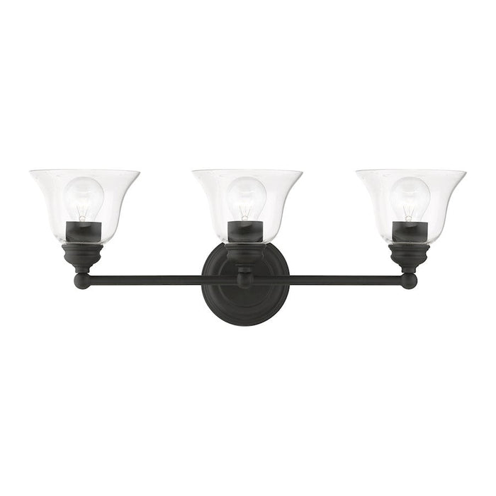 Livex Moreland 3 Light 8.75" Vanity Sconce, Black/Clear - 16943-04