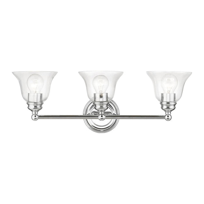 Livex Moreland 3 Light 8.75" Vanity Sconce, Polished Chrome/Clear - 16943-05