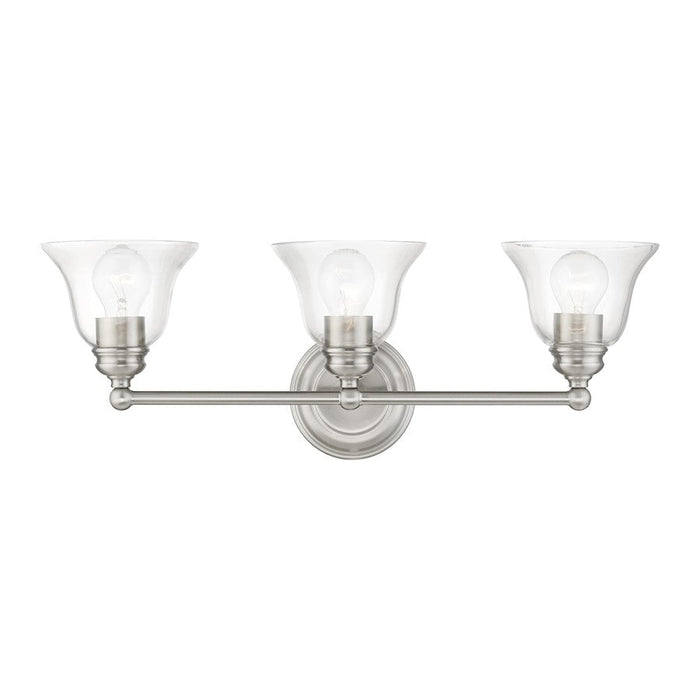 Livex Moreland 3 Light 8.75" Vanity Sconce, Brushed Nickel/Clear - 16943-91