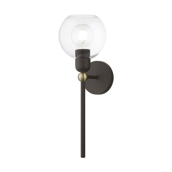 Livex Downtown 1 Light Sphere Single Sconce, BZ/Antique BS - 16971-07