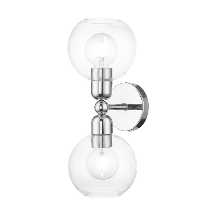 Livex Downtown 2 Light Sphere Vanity Sconce, Polished Chrome/Clear - 16972-05