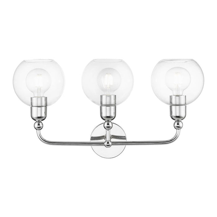 Livex Downtown 3 Light Sphere Vanity Sconce, Polished Chrome/Clear - 16973-05