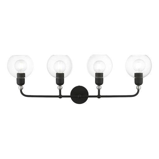 Livex Downtown 4 Light Large Sphere Vanity Sconce, Black/Nickel/Clear - 16975-04