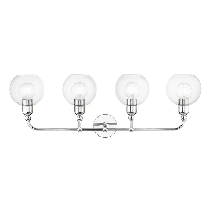 Livex Downtown 4 Light Large Sphere Vanity Sconce, Chrome/Clear - 16975-05