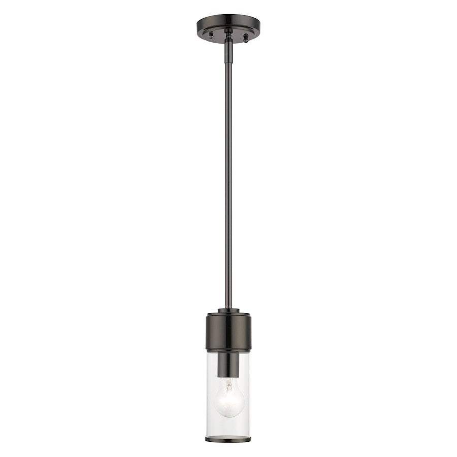 Livex Quincy 1 Light Mini Pendant, Black Chrome/Clear Glass - 17140-46