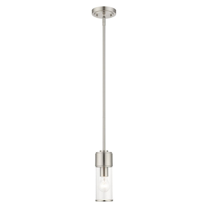 Livex Quincy 1 Light Mini Pendant, Brushed Nickel/Clear Glass - 17140-91