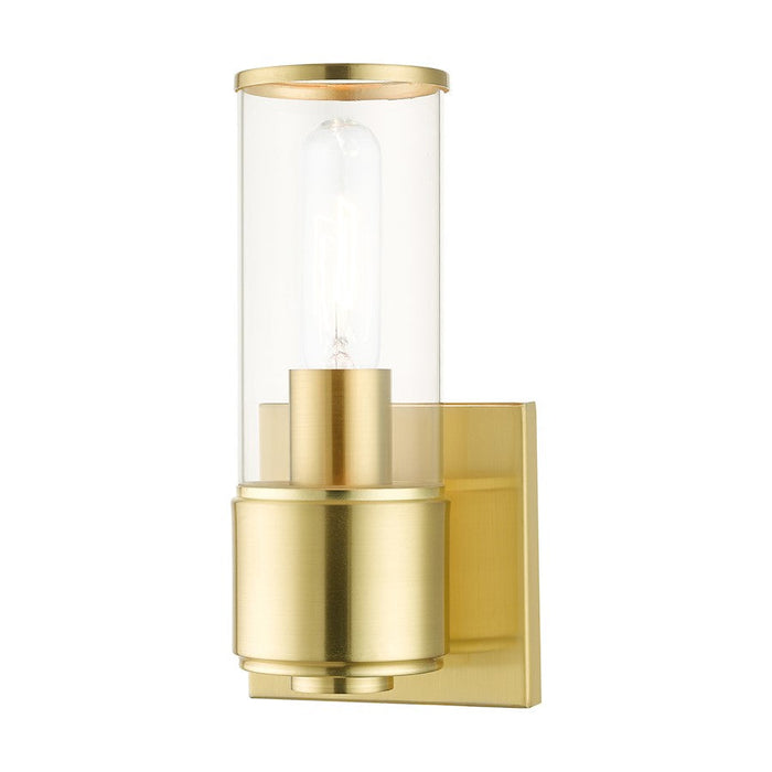 Livex Quincy 1 Light ADA Sconce, Satin Brass/Clear Glass - 17141-12