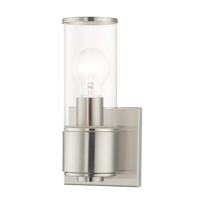 Livex Quincy 1 Light ADA Sconce, Brushed Nickel/Clear Glass - 17141-91