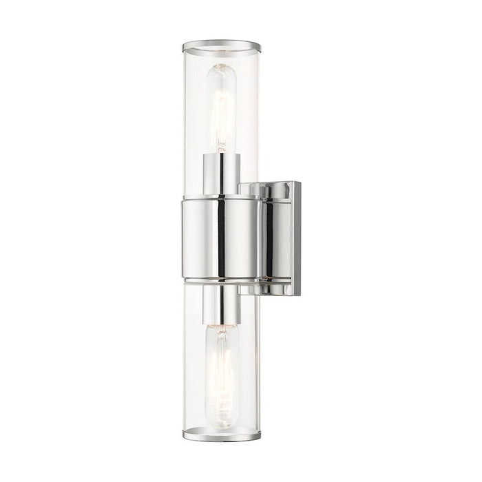 Livex Quincy 2 Light Vanity Sconce, Polished Chrome/Clear Glass - 17142-05