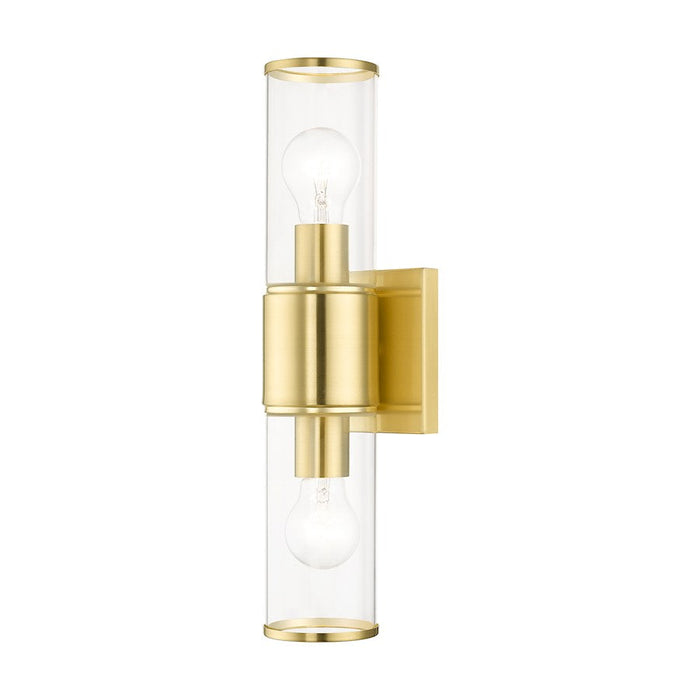 Livex Quincy 2 Light Vanity Sconce, Satin Brass/Clear Glass - 17142-12