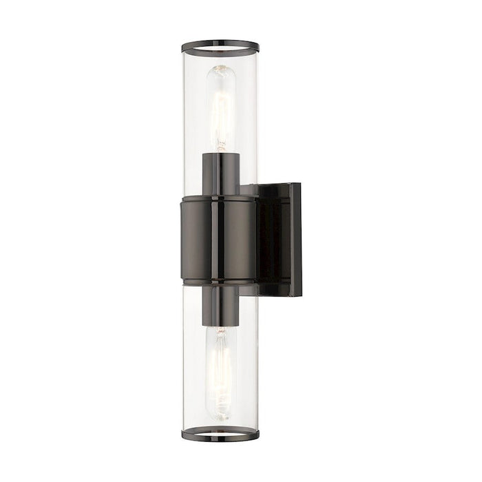 Livex Quincy 2 Light Vanity Sconce, Black Chrome/Clear Glass - 17142-46