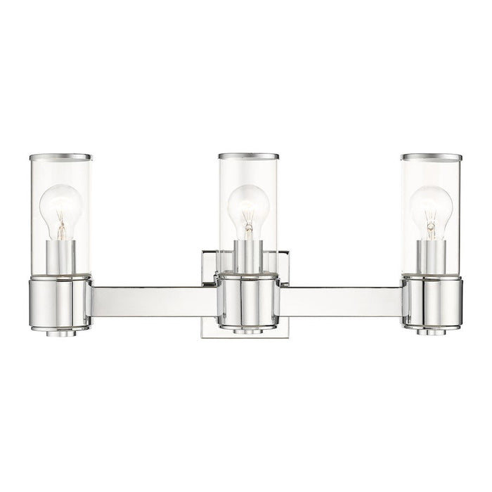 Livex Quincy 3 Light Vanity Sconce, Polished Chrome/Clear Glass - 17143-05