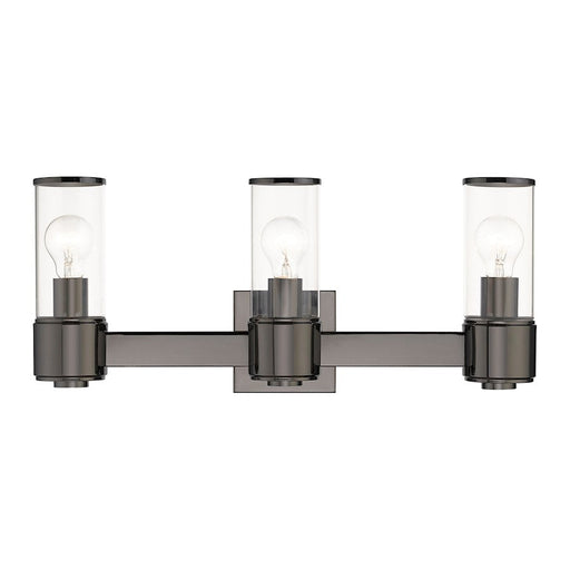 Livex Quincy 3 Light Vanity Sconce, Black Chrome/Clear Glass - 17143-46