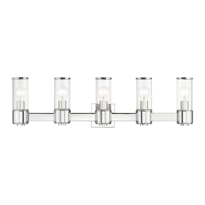 Livex Quincy 5 Light Large Vanity Sconce, Polished Chrome/Clear Glass - 17145-05