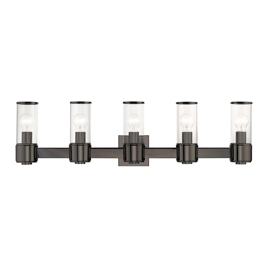 Livex Quincy 5 Light Large Vanity Sconce, Black Chrome/Clear Glass - 17145-46