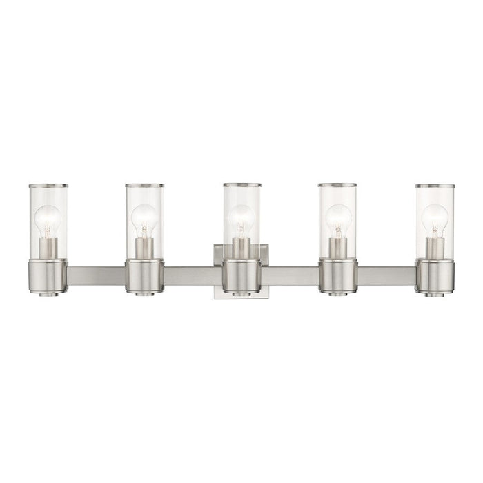 Livex Quincy 5 Light Large Vanity Sconce, Brushed Nickel/Clear Glass - 17145-91