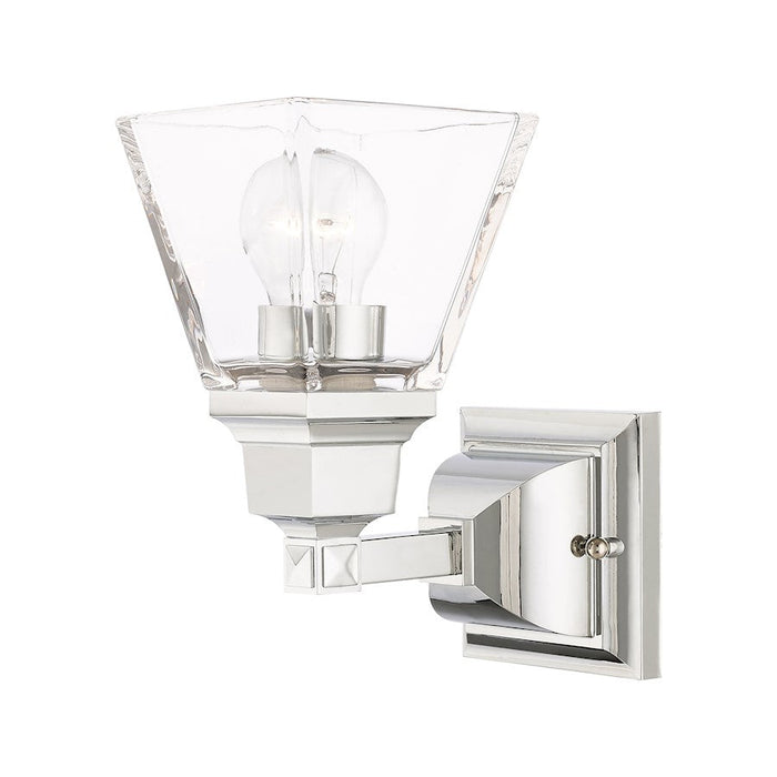 Livex Mission 1 Light Sconce, Polished Chrome/Clear Glass - 17171-05