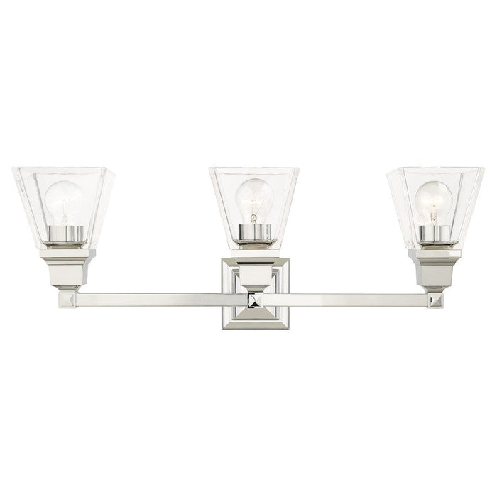 Livex Mission 3 Light Vanity Sconce, Polished Chrome/Clear Glass - 17173-05