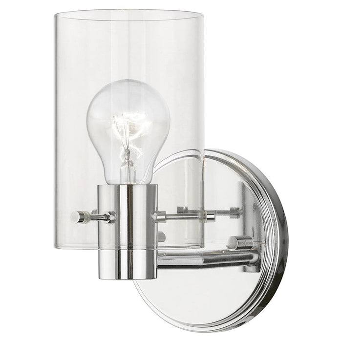 Livex Munich 1 Light Single Sconce, Polished Chrome/Clear - 17231-05