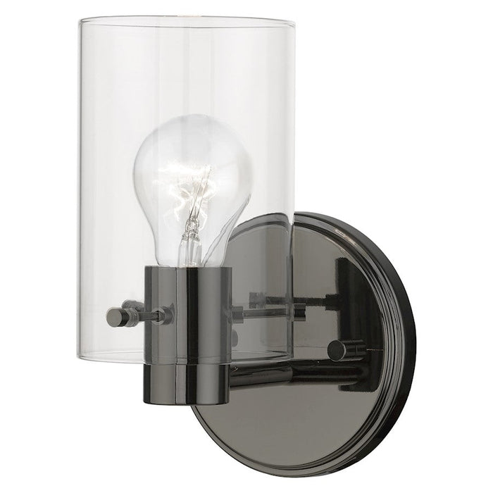 Livex Munich 1 Light Single Sconce, Black Chrome/Clear - 17231-46