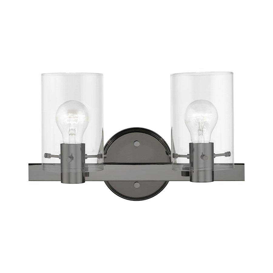 Livex Munich 2 Light Vanity Sconce, Black Chrome/Clear - 17232-46