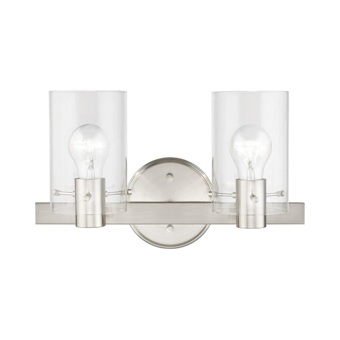 Livex Munich 2 Light Vanity Sconce, Brushed Nickel/Clear - 17232-91