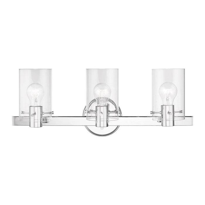 Livex Munich 3 Light Vanity Sconce, Polished Chrome/Clear - 17233-05