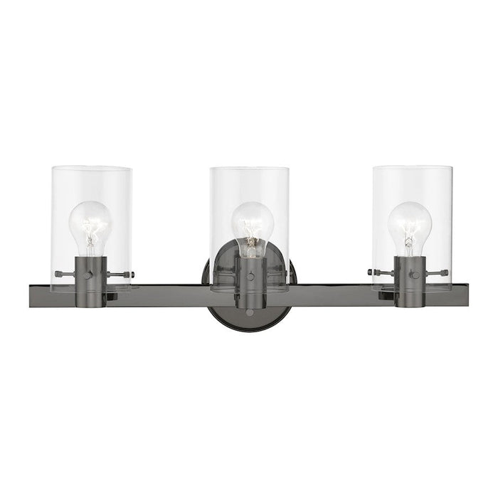 Livex Munich 3 Light Vanity Sconce, Black Chrome/Clear - 17233-46