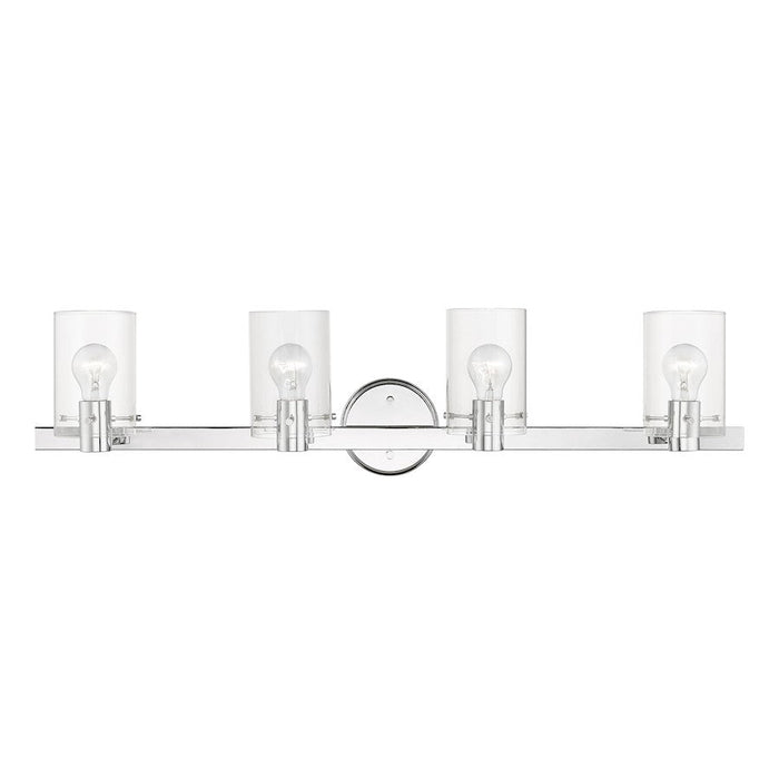 Livex Munich 4 Light Vanity Sconce, Polished Chrome/Clear - 17234-05