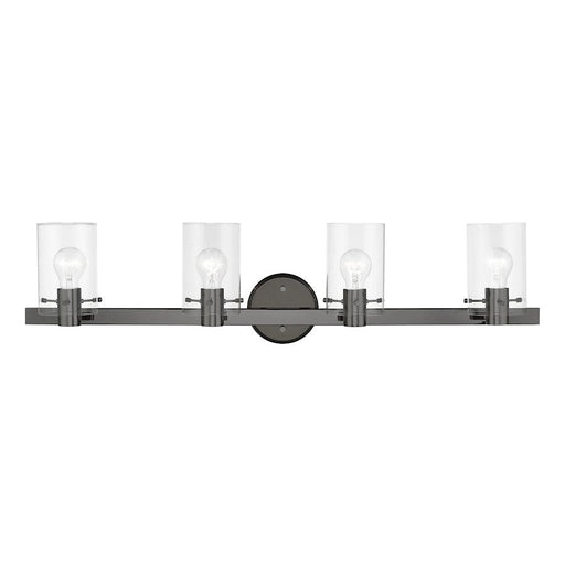 Livex Munich 4 Light Vanity Sconce, Black Chrome/Clear - 17234-46