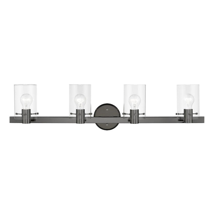 Livex Munich 4 Light Vanity Sconce, Black Chrome/Clear - 17234-46